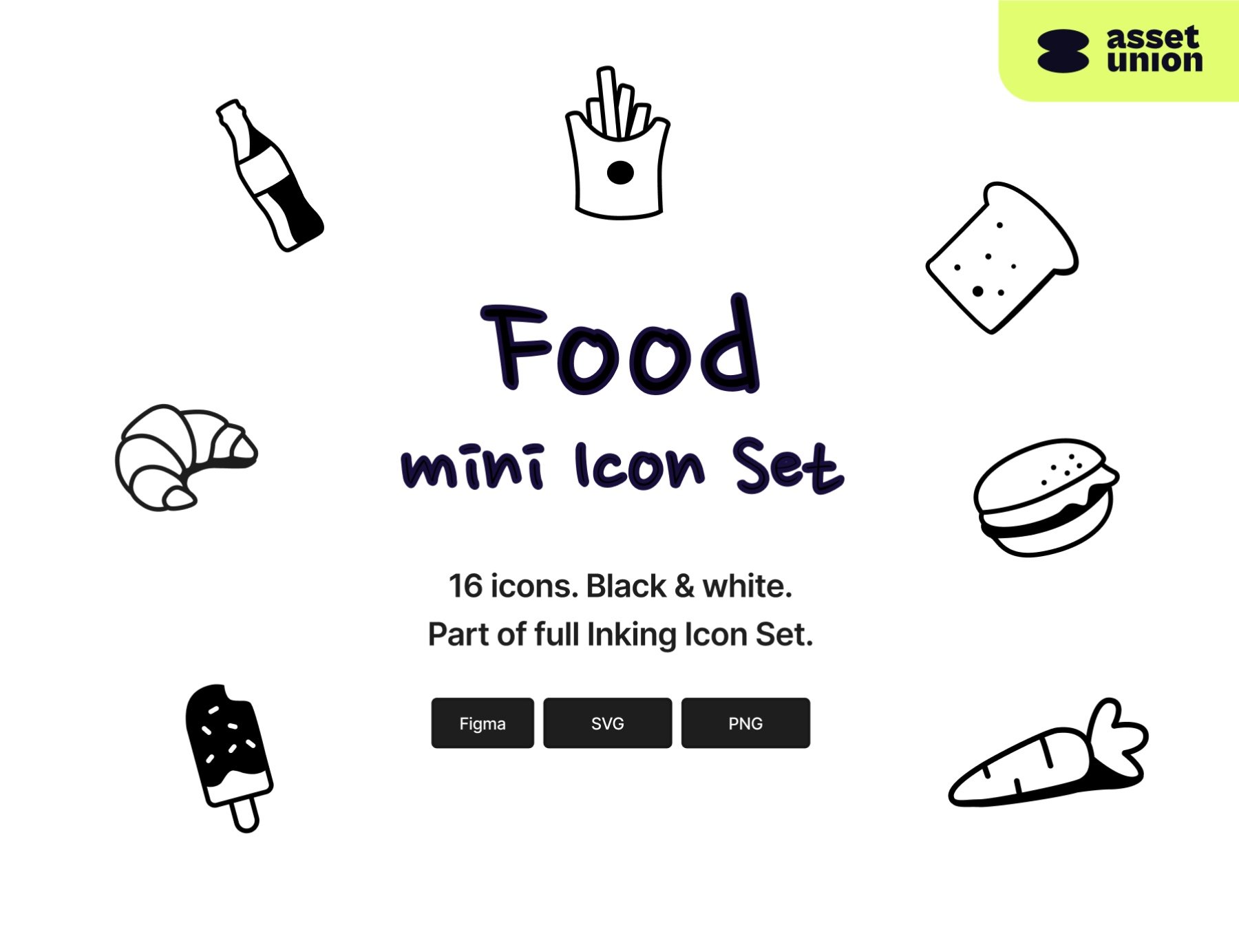 食品-墨水图标套装 Food - Inking Icon Set sketch, figma格式-3D/图标-到位啦UI